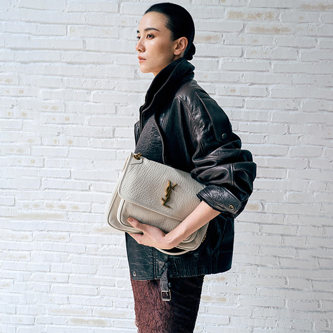 9a+ ysl medium niki grain de poudre lambskin shoulder bag